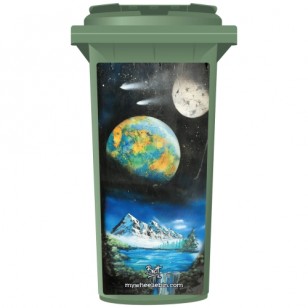 Brett Day Space Mountains Wheelie Bin Sticker Panel